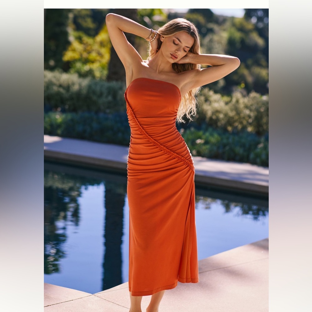 Anthropologie The Gabby Strapless Ruched Tube Dress